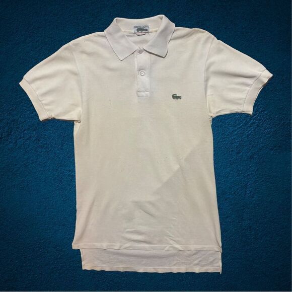🐊 VINTAGE LACOSTE Distressed Cotton Polo – Classic White – Men’s M - Picture 3 of 6